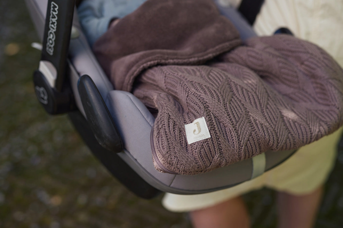 Jollein Fußsack für Autositz & Kinderwagen - Spring Knit - Chestnut